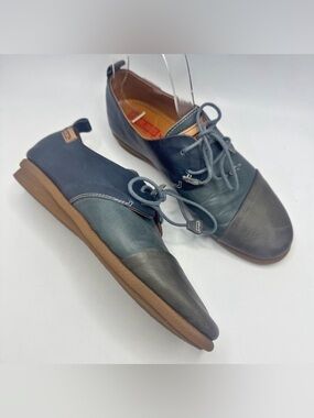 PIKOLINOS CALABRIA Blue & Gray Plain Lace-Up Leather Shoes Size 36 EU 5 US